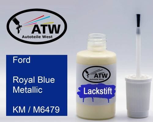 Ford, Royal Blue Metallic, KM / M6479: 20ml Lackstift, von ATW Autoteile West.